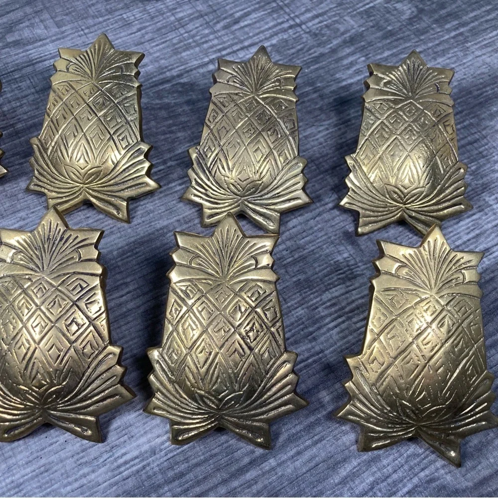 10 - Solid Brass Pineapple Napkin Rings Southern Hospitality